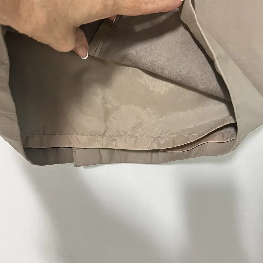 Vintage 80s Tan Beige Leather Skirt Knee Length Size 9/10 FITS SMALL Classic